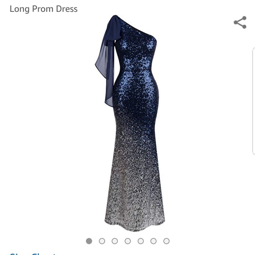 Blue and silver gradient sequin gown